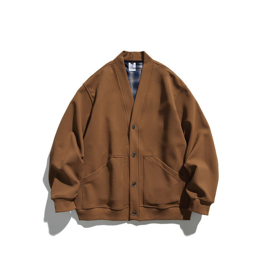 Unisex Oversize-Cardiganjacke aus schwerem French-Terry mit V-Ausschnitt und aufgesetzten Eingrifftaschen Shop Nory