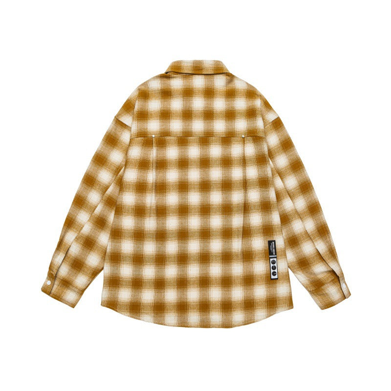 Herren Lässiges Karomuster-Flanellhemd im Oversized-Worker-Stil mit Brustpattentasche und abgerundetem Saum Shop Nory