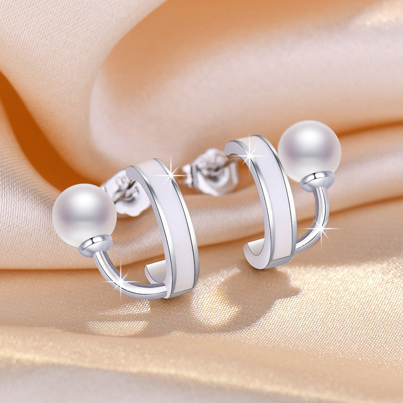 Damen Elegante Ohrringe mit Perlen und Kristallen Shop Nory
