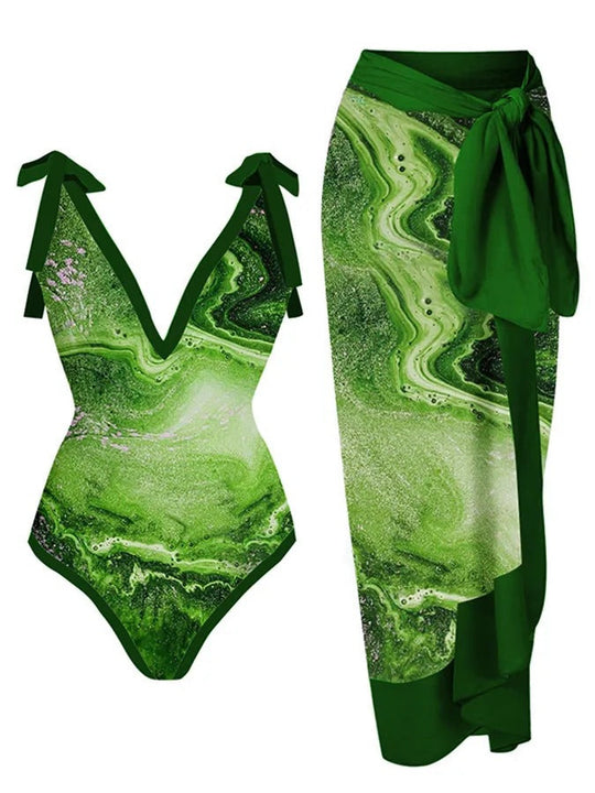Damen Bademode-Set mit stilvollem Wickelrock Shopnory