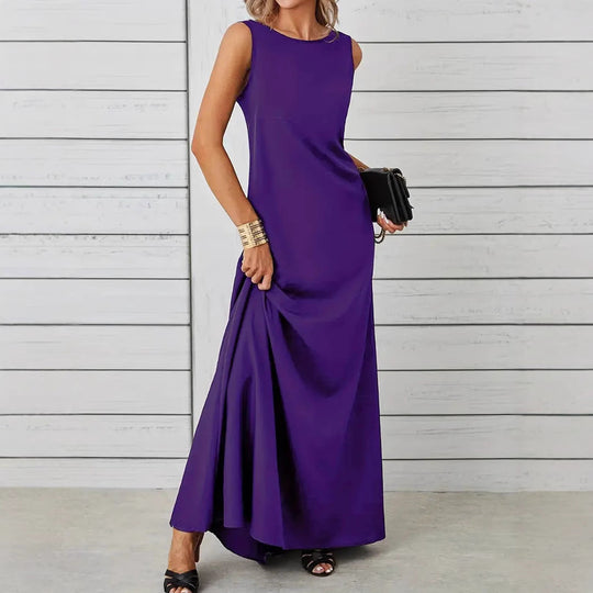 Damen elegantes Maxikleid mit schwingendem Saum und klassischem Schnitt