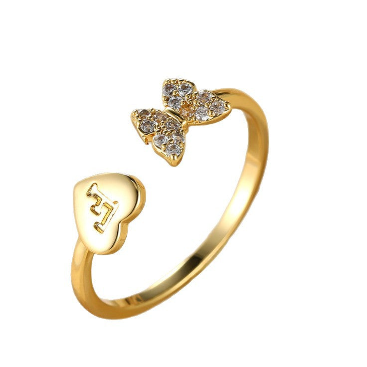 Damen Ring mit Schmetterlingsdesign und Herzmotiv Shop Nory