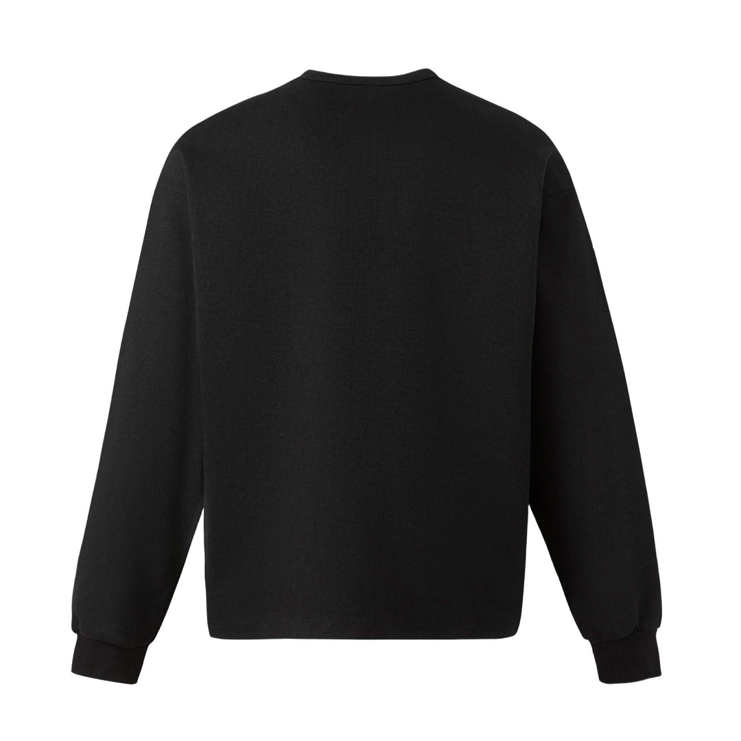 Unisex Oversize Sweatshirt mit kurzem Henley‑Placket und verschwommenem Grafikprint Shop Nory