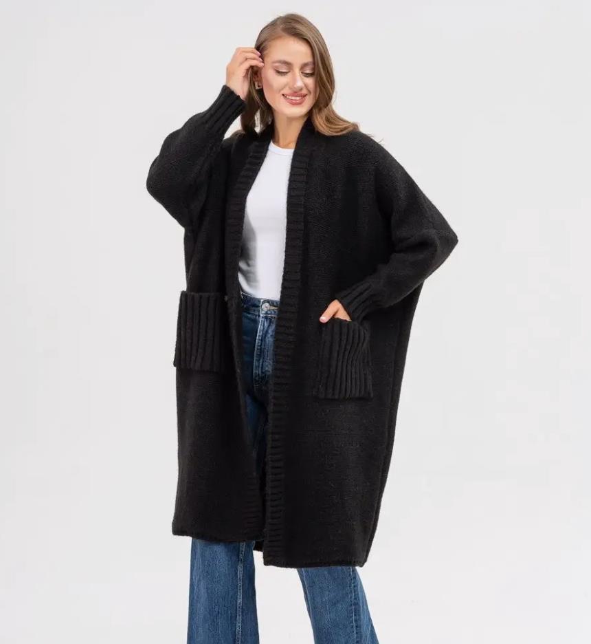 Damen Gemütlicher Strickmantel mit großen Taschen und oversized Schnitt