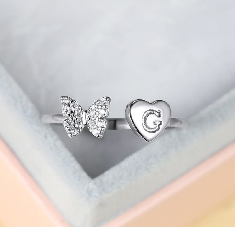 Damen Ring mit Schmetterlingsdesign und Herzmotiv Shop Nory
