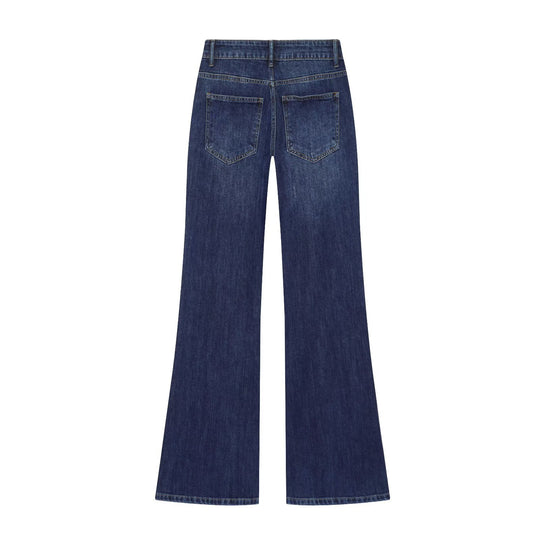 Damen Highwaist-Jeans mit weitem Bein, aufgesetzten Taschen und Mittelnaht Shop Nory