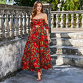 Damen Maxikleid mit schulterfreiem Design und floralem Druck Shopnory