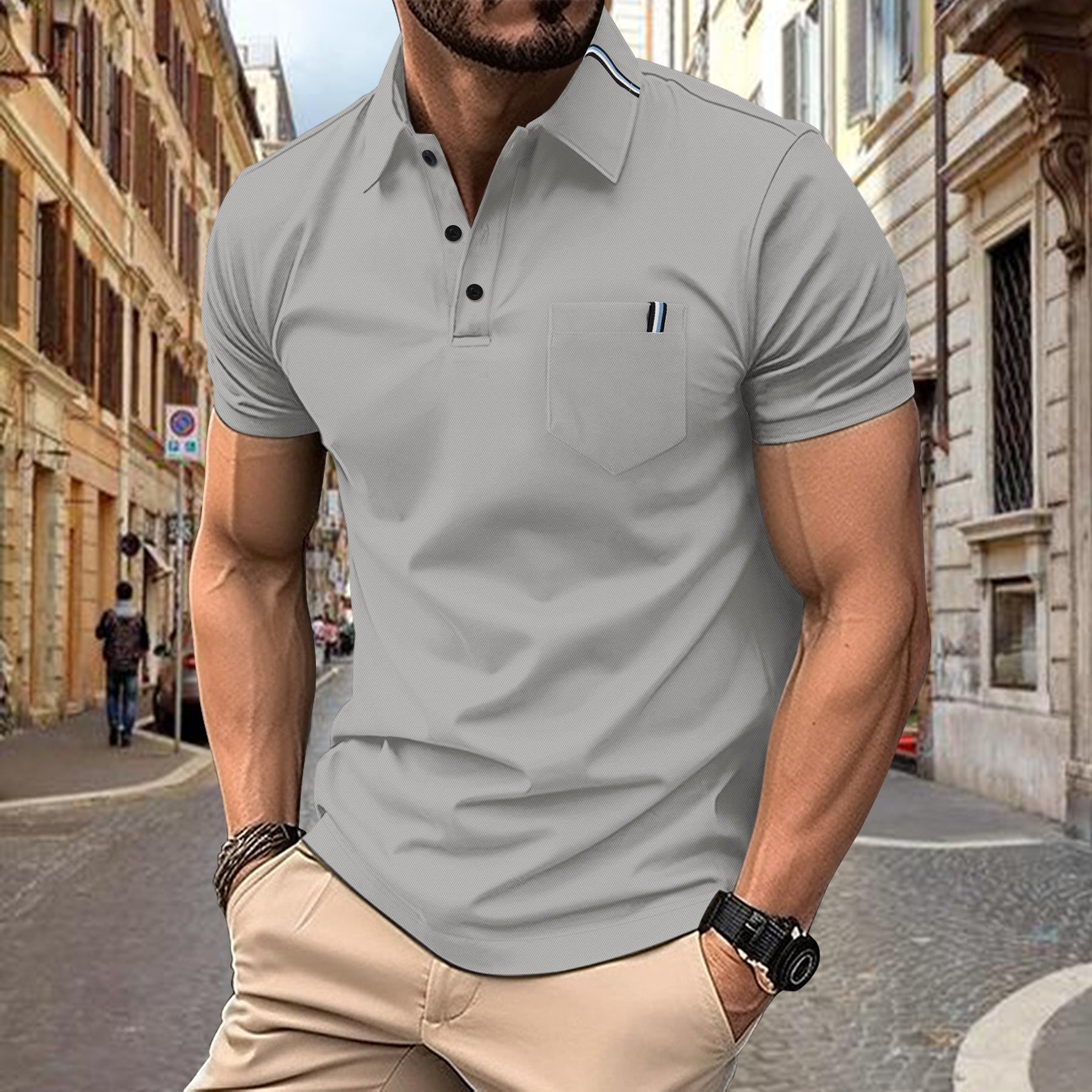 Herren Polohemd mit modernem Schnitt und Brusttasche