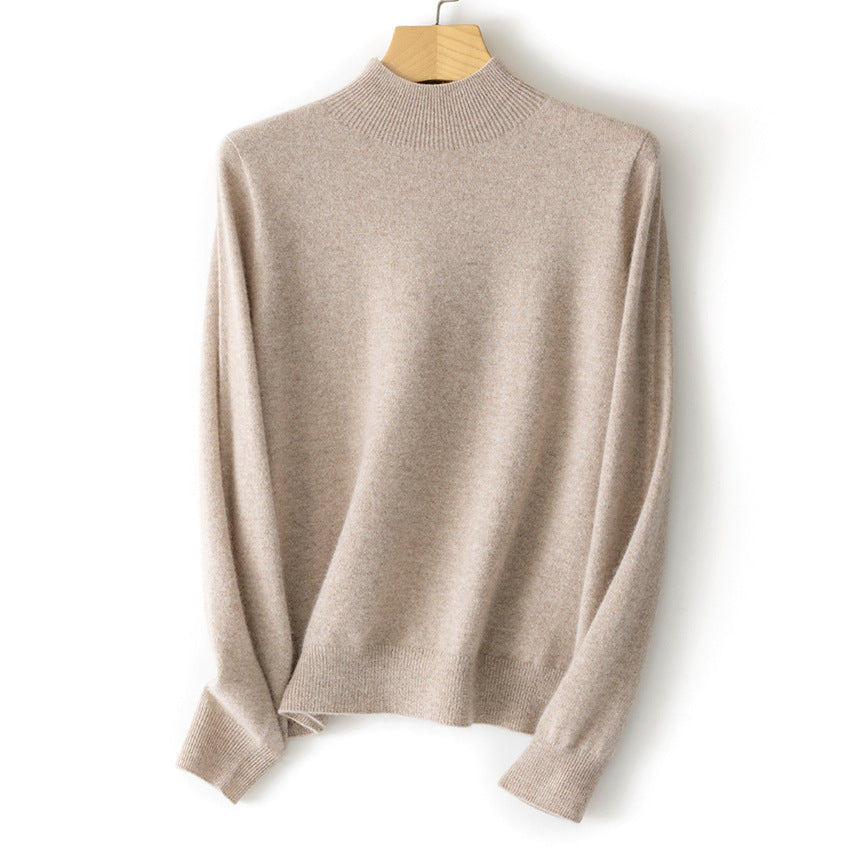 Damen Feiner Stehkragen-Pullover aus Kaschmir-Mix mit gerippten Abschlüssen Shop Nory