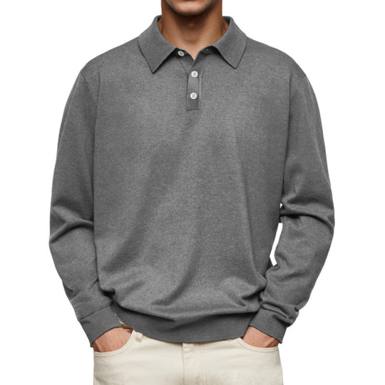 Herren Feinstrick Langarmpoloshirt mit Umlegekragen und Knopfleiste Shop Nory