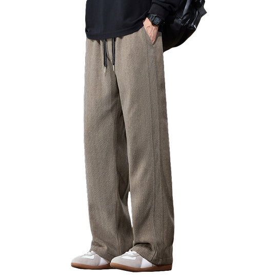 Herren Weit geschnittene Lounge-Hose aus geripptem Strukturstoff mit elastischem Bund und Tunnelzug Shop Nory