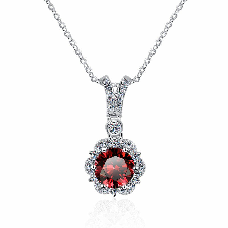 Damen Halskette mit elegantem Blumenanhänger und funkelndem Zirkonia Shop Nory