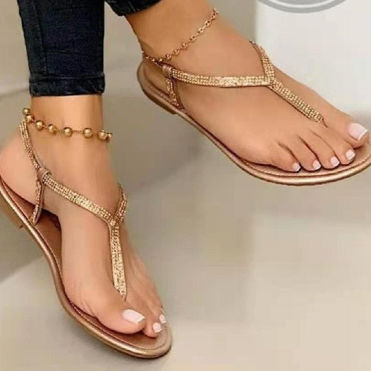 Damen Fußbett Sandalen im eleganten Design mit glitzerndem Zierakzent