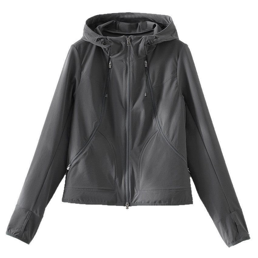 Damen Ultraleichter Kapuzen-Windbreaker mit Zwei-Wege‑Reißverschluss Shop Nory