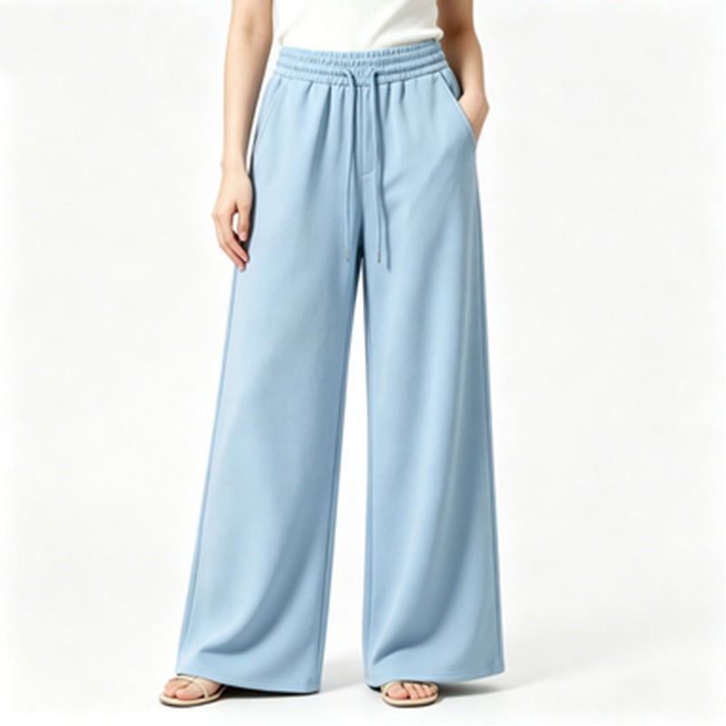 Damen nan weite High-Waist Loungehose mit elastischem Bund, Kordelzug und fließendem Jersey Shop Nory