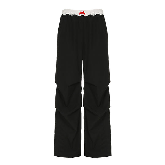 Damen nan Loungewear Schlafhose mit mehrlagigen Volants, elastischem Spitzenbund und weitem Bein Shop Nory