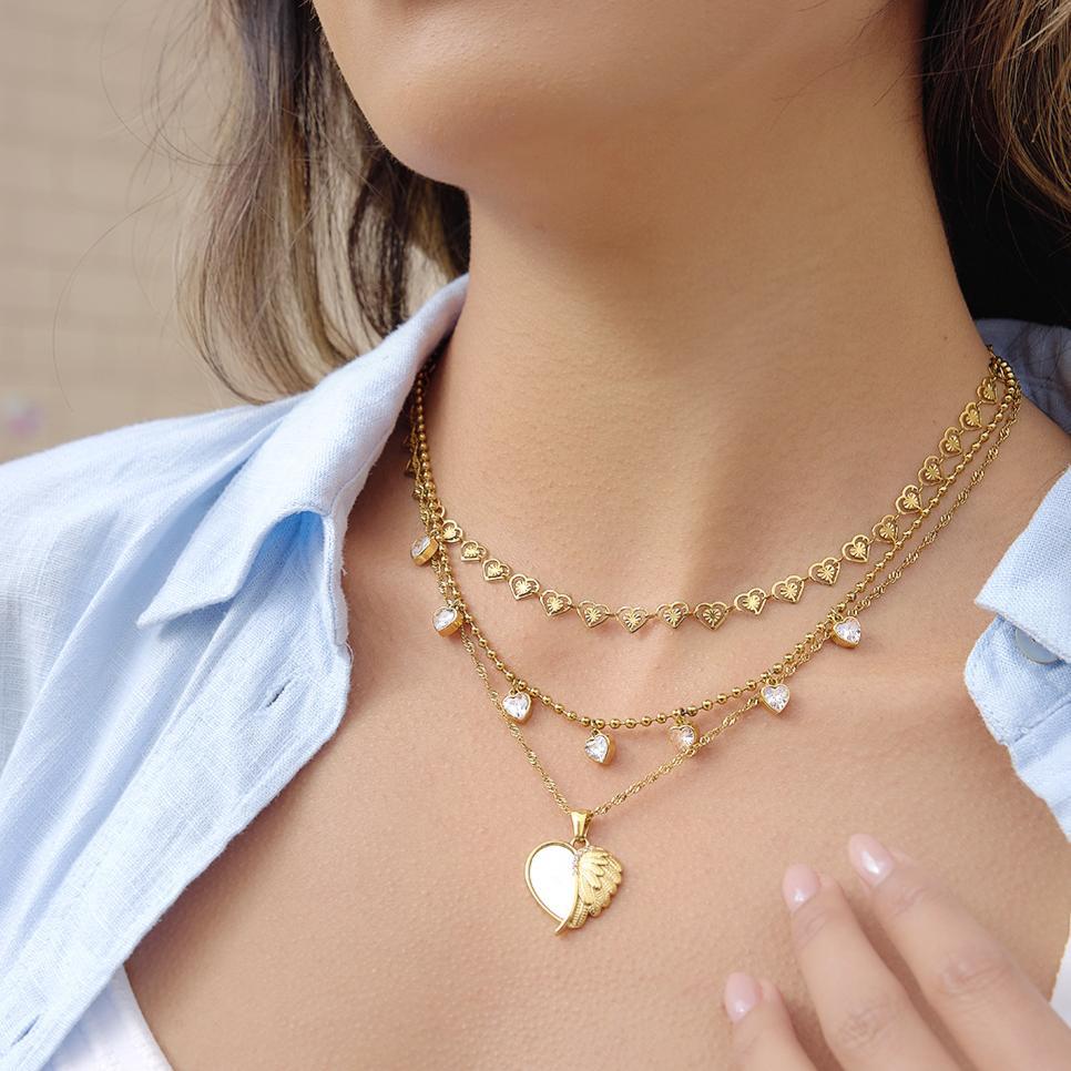Damen Halskette mit elegantem Herzanhänger und feinen Zirkonia Shop Nory