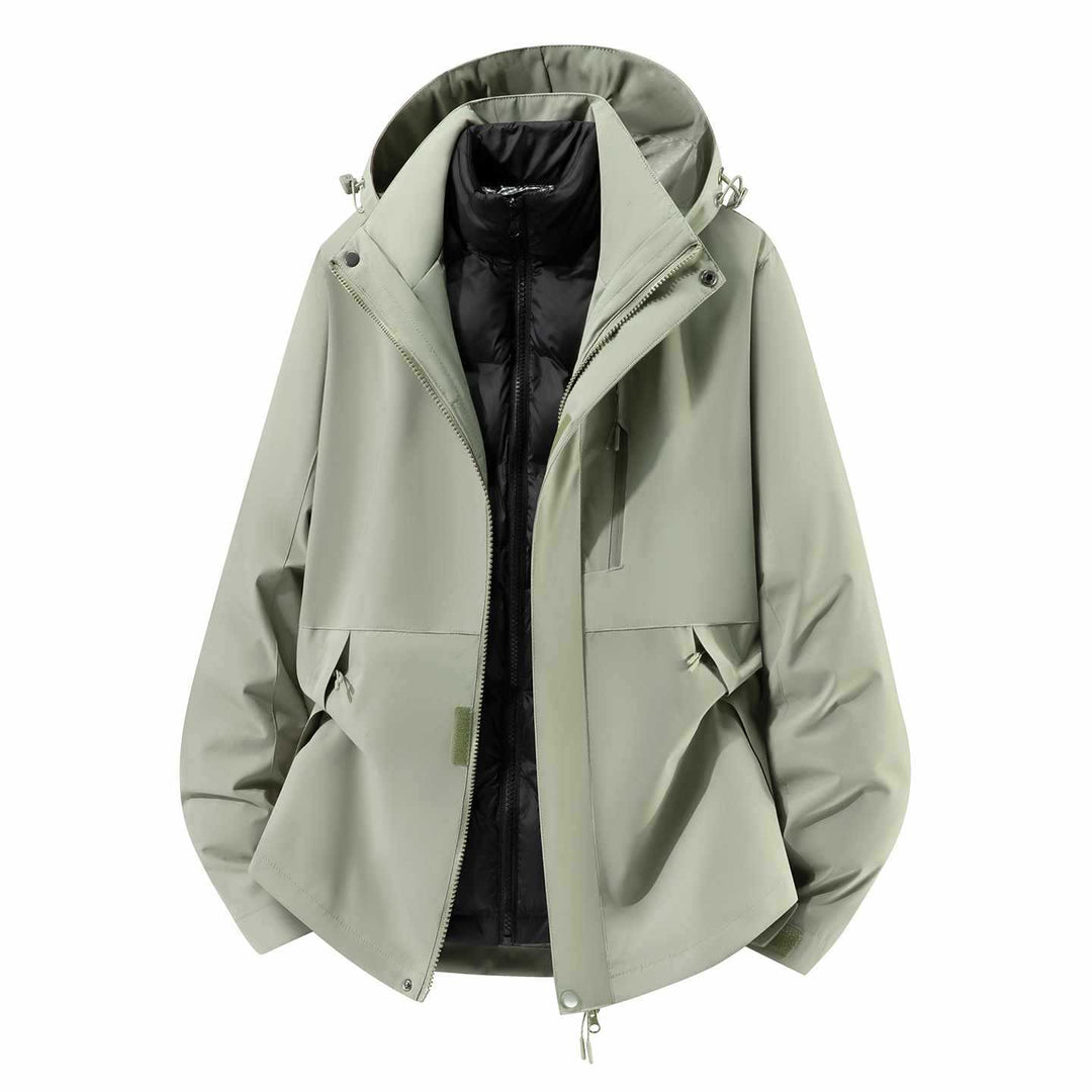 Herren Wasserfeste dreiteilige Winterjacke mit abnehmbarer Daunen-Innenjacke und Kapuze Shop Nory