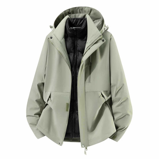 Herren Wasserfeste dreiteilige Winterjacke mit abnehmbarer Daunen-Innenjacke und Kapuze Shop Nory
