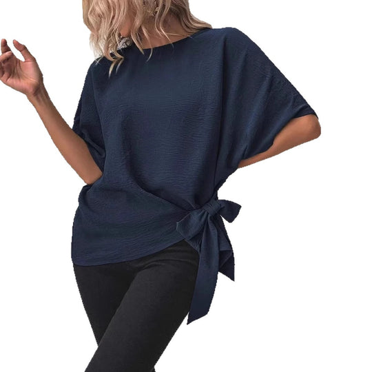 Damen Oversize-Bluse mit Seitenschleife und Fledermausärmeln Shop Nory