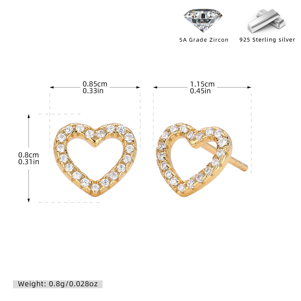 Damen Ohrstecker in Herzform mit luxuriösem Zirkonbesatz aus 925 Sterling Silber Shop Nory