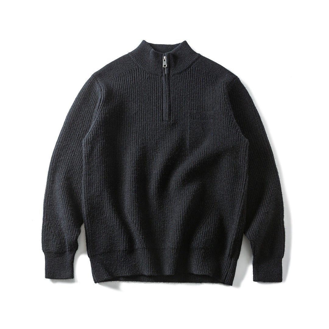 Herren Grobstrick Half‑Zip Pullover mit Stehkragen und Brusttasche Shop Nory