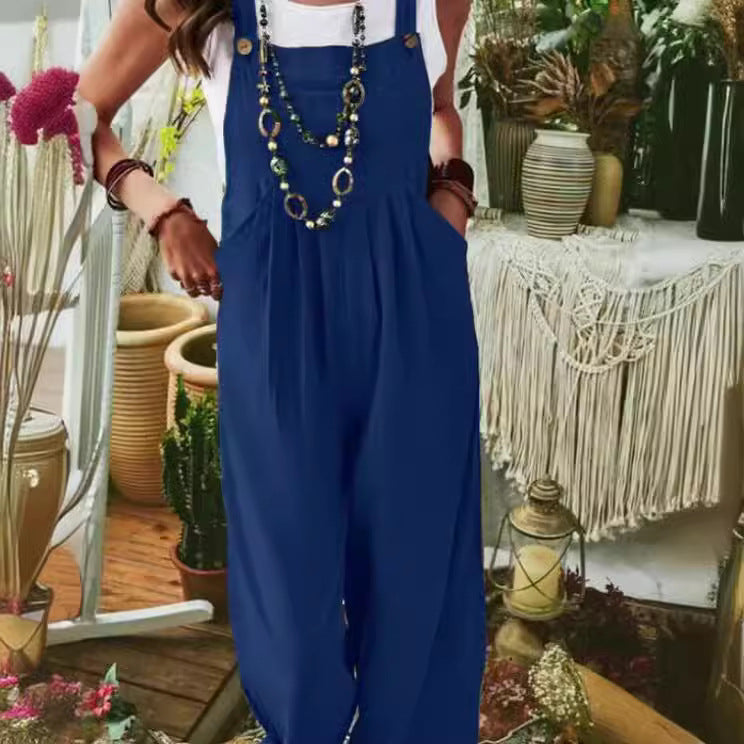 Damen Lässiger Jumpsuit mit praktischem Taschendesign und weiten Beinen