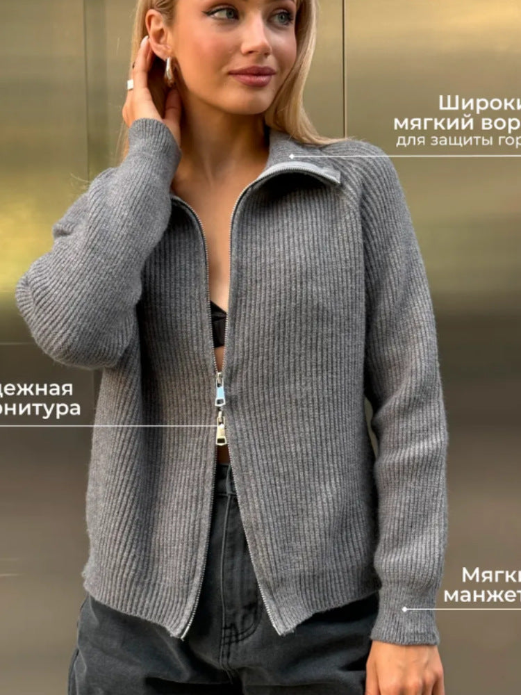 Damen Moderner Strickjacke mit hochwertigem Reißverschluss Shop Nory