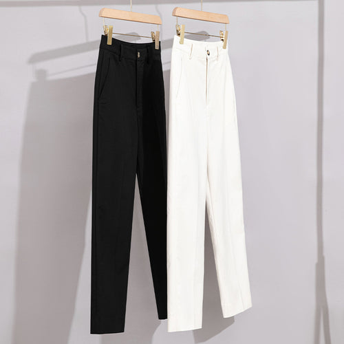 Damen Hochtaillierte gerade geschnittene Chino-Hose mit Bügelfalte Shop Nory