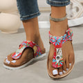 Damen modische Zehentrenner-Sandalen mit floralem Design und anatomischem Fußbett Shopnory