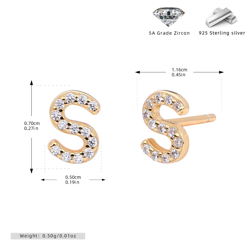 Damen Ohrstecker aus 925 Sterling Silber mit luxuriösem Zirkonbuchstaben R Shop Nory