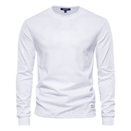 Herren nan klassisches langärmliges Baumwollshirt mit Rundhalsausschnitt und elastischen Bündchen