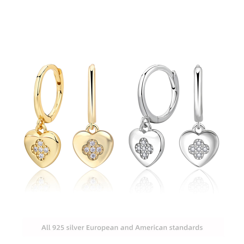 Damen Ohrhänger mit Herzanhänger und funkelnden Zirkonia Shop Nory