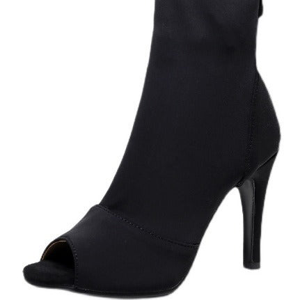 Damen Offene Zehenstiefelette mit Stretchschaft und schmalem Stilettoabsatz Shop Nory
