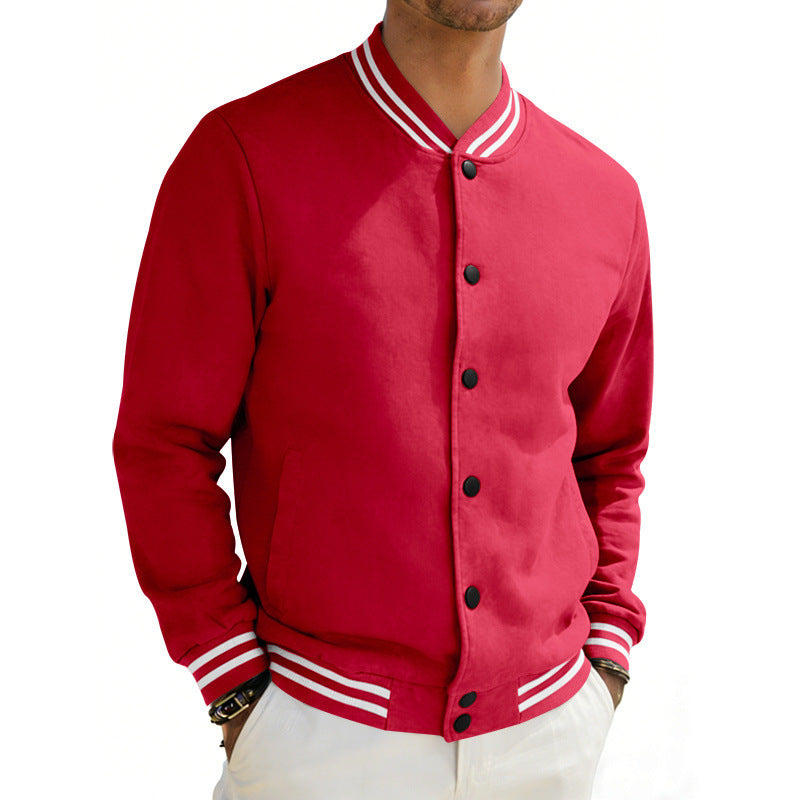 Herren Varsity-Bomberjacke aus Sweat mit gestreiftem Rippkragen Shop Nory