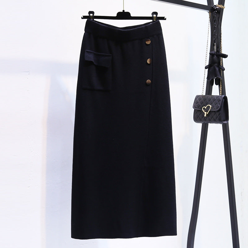 Damen Eleganter Strickrock mit praktischer Seitentasche Shop Nory