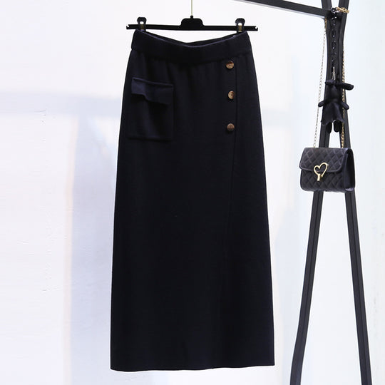 Damen Eleganter Strickrock mit praktischer Seitentasche Shop Nory