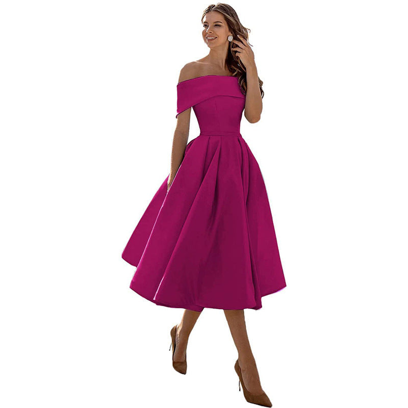 Legere Mode Satin Cocktailkleid Ohne Träger