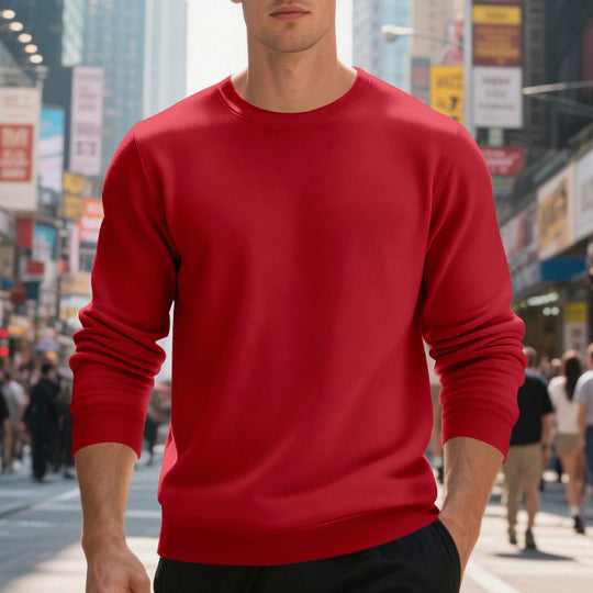 Herren lässiger Rundhals-Sweatshirt aus hochwertigem Baumwollmix mit strukturiertem Material
