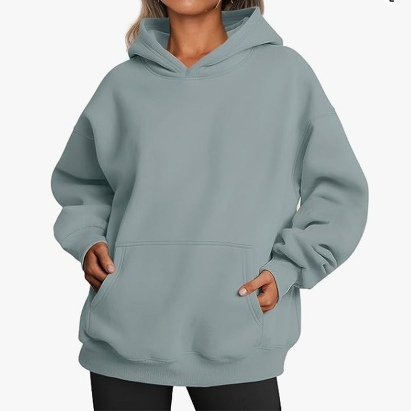 Damen nan Relax-Fleece Kapuzenpullover mit Kängurutasche, verlängerter Rücken und überschnittener Schulter Shop Nory