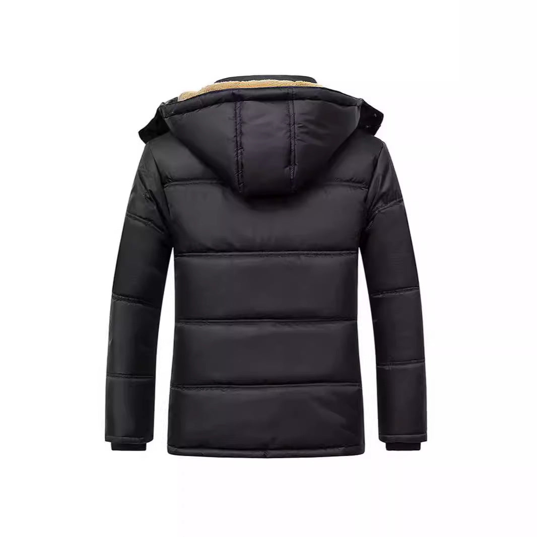 Herren Langer Thermoisolierter Steppparka mit Teddy-Innenfutter, Kapuze und Klappentaschen Shop Nory
