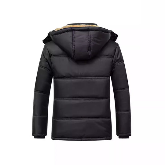 Herren Langer Thermoisolierter Steppparka mit Teddy-Innenfutter, Kapuze und Klappentaschen Shop Nory