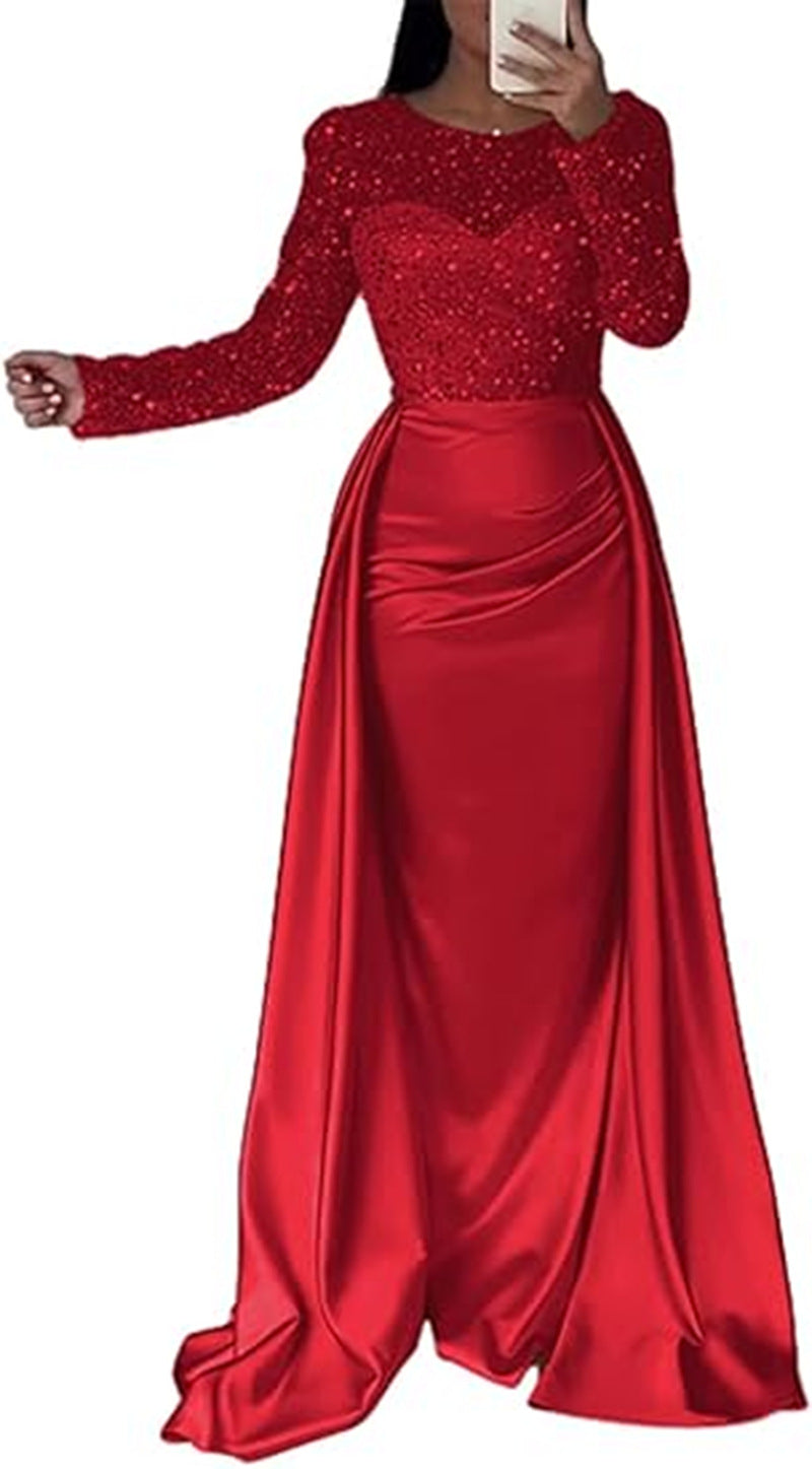 Damen Elegantes Abendkleid mit Glitzerdetails und fließendem Stoff