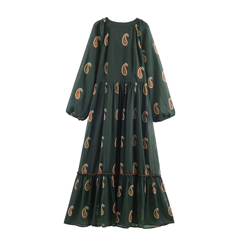 Damen Maxikleid im Boho‑Stil mit Paisley‑Print und V‑Ausschnitt Shop Nory