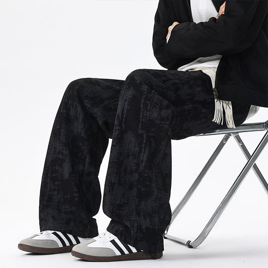 Herren Weit geschnittene Loungehose mit abstraktem Allover‑Print, elastischem Bund und Tunnelzug Shop Nory