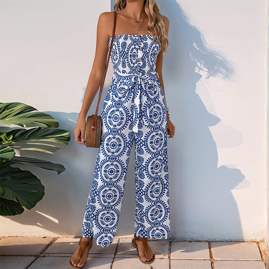 Damen Jumpsuit mit trendigem bandeau Design und praktischen Taschen