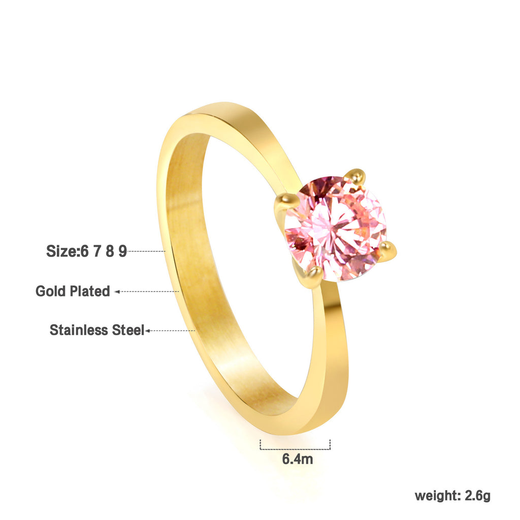 Damen Ring mit funkelndem Kristall und hochwertiger Goldbeschichtung Shop Nory