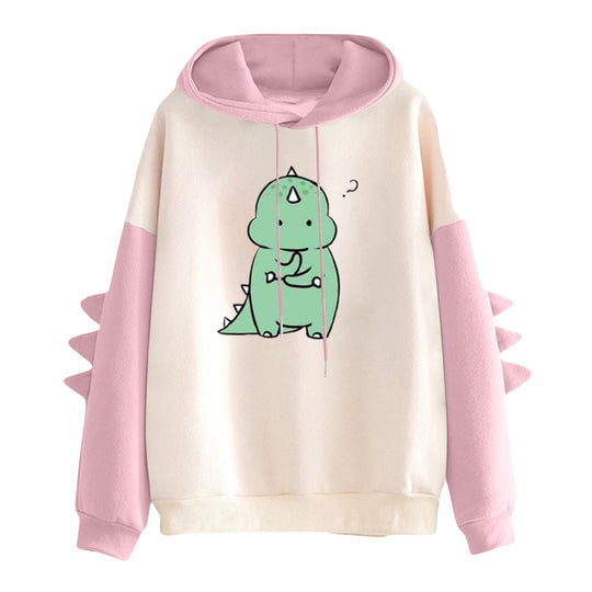 Damen nan Kapuzenpullover mit niedlichem Dinosaurier-Print und dreidimensionalen Ärmeldetails Shop Nory