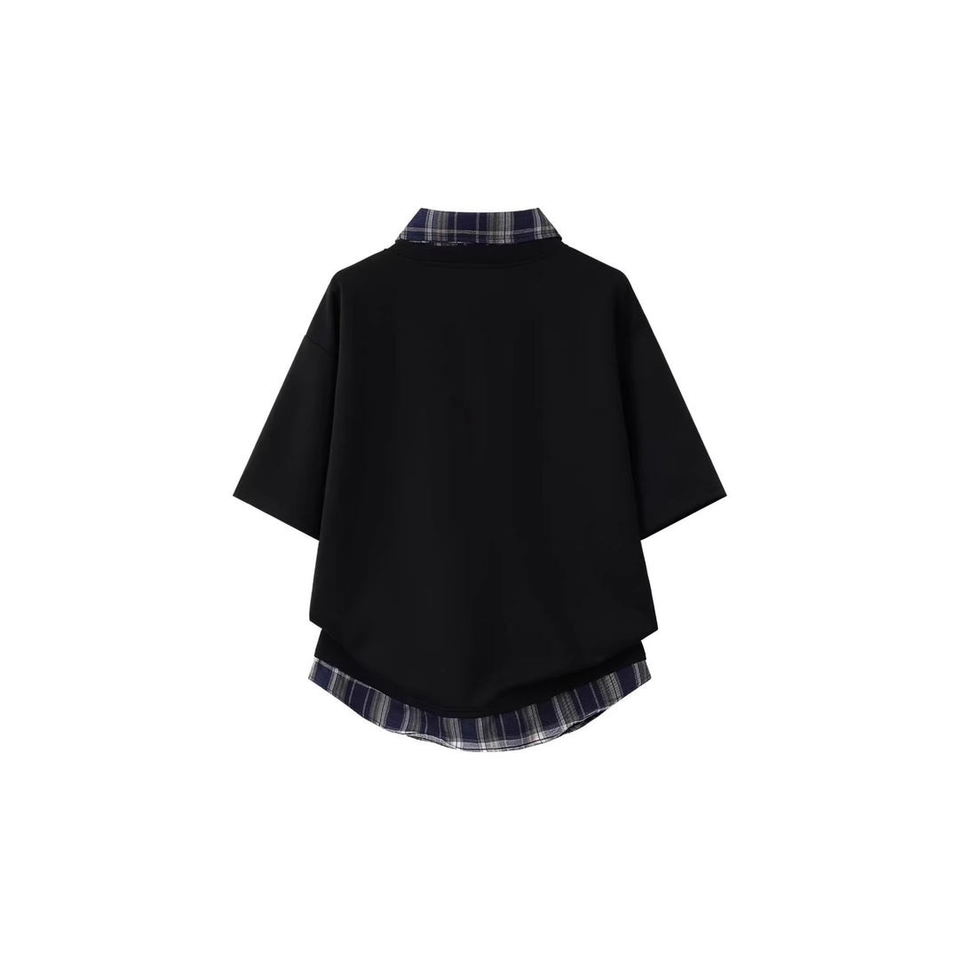 Damen Sportliches Oversized-T-Shirt mit kariertem Kragen Shop Nory