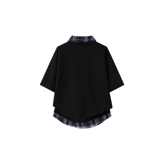 Damen Sportliches Oversized-T-Shirt mit kariertem Kragen Shop Nory